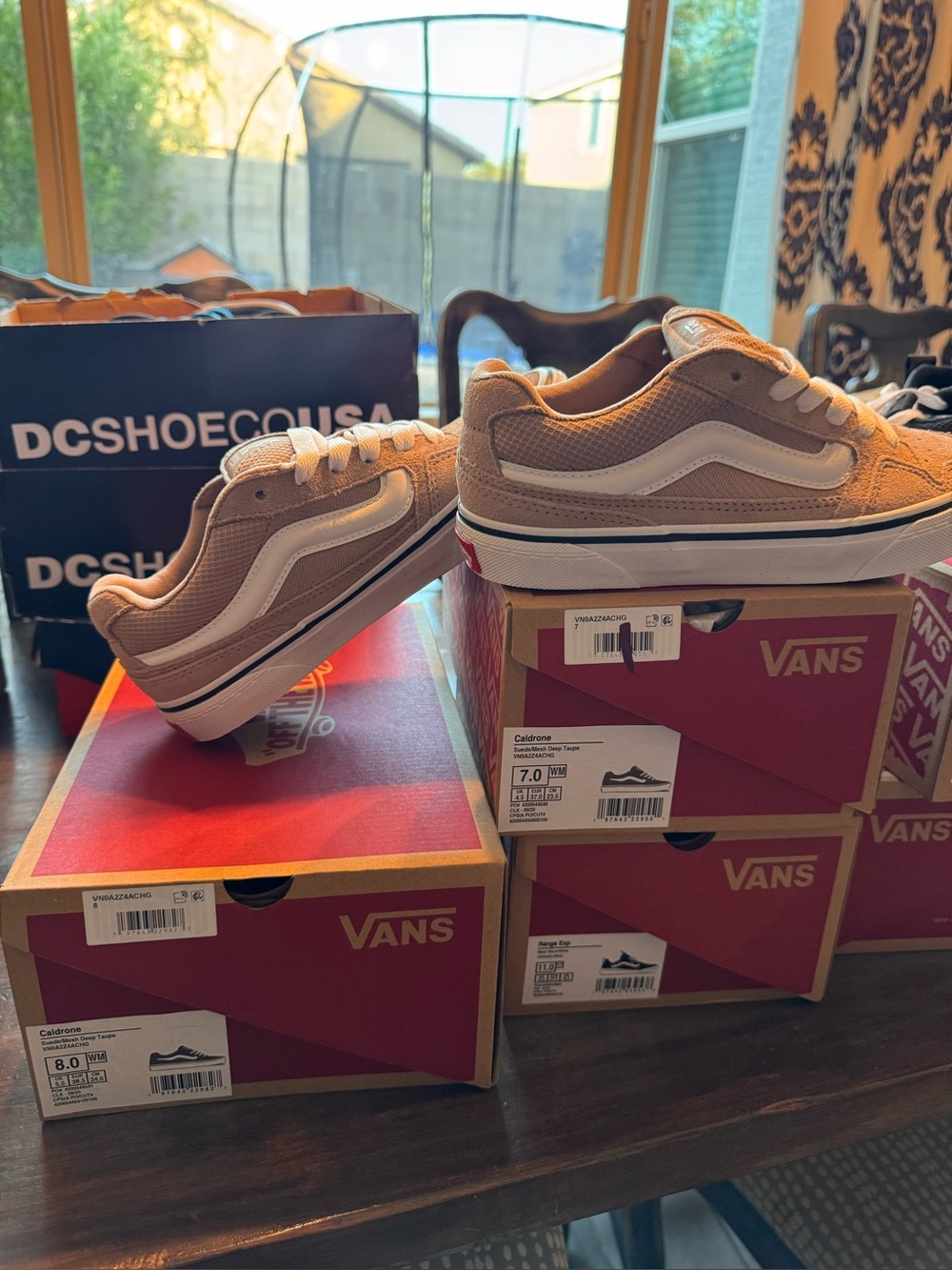 Vans Old Skool Low Top Sneakers in Tan and White - Picture 1 of 1